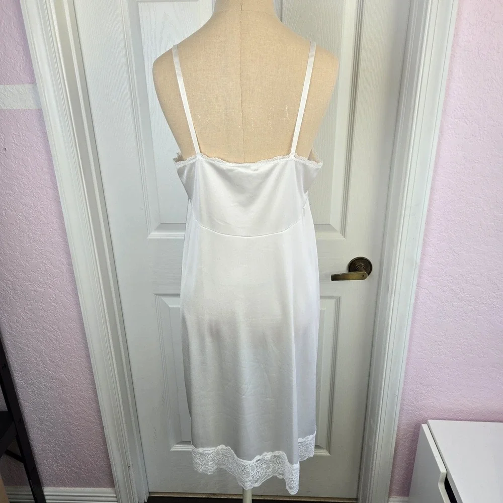 Vintage‎ Applause JCPENNEY Full Slip Size 36 White Nylon Lace Lingerie